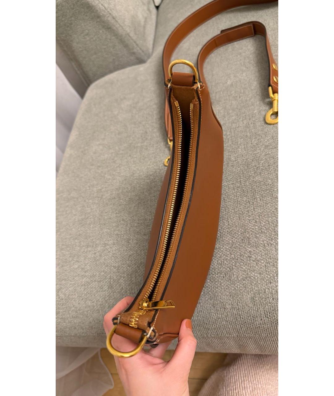 CELINE Коричневая кожаная сумка через плечо, фото 3