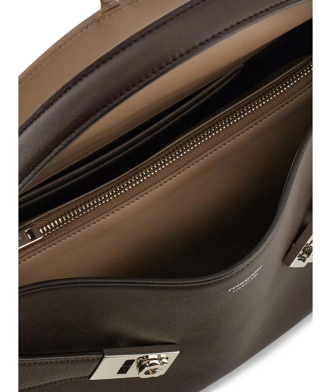 FERRAGAMO Коричневая кожаная сумка тоут, фото 5