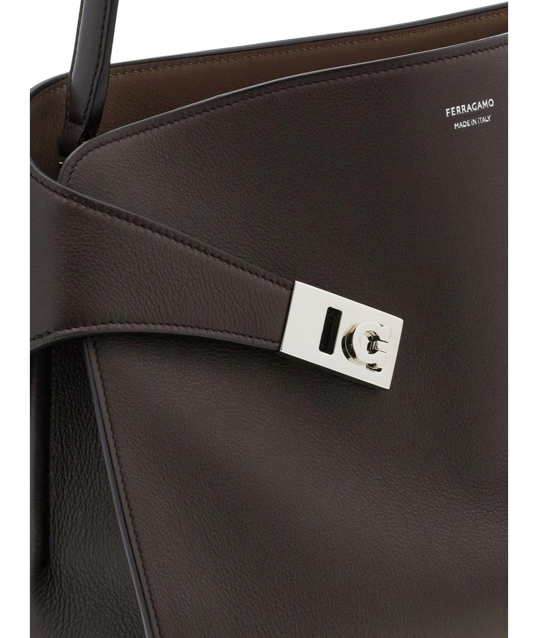 FERRAGAMO Коричневая кожаная сумка тоут, фото 4
