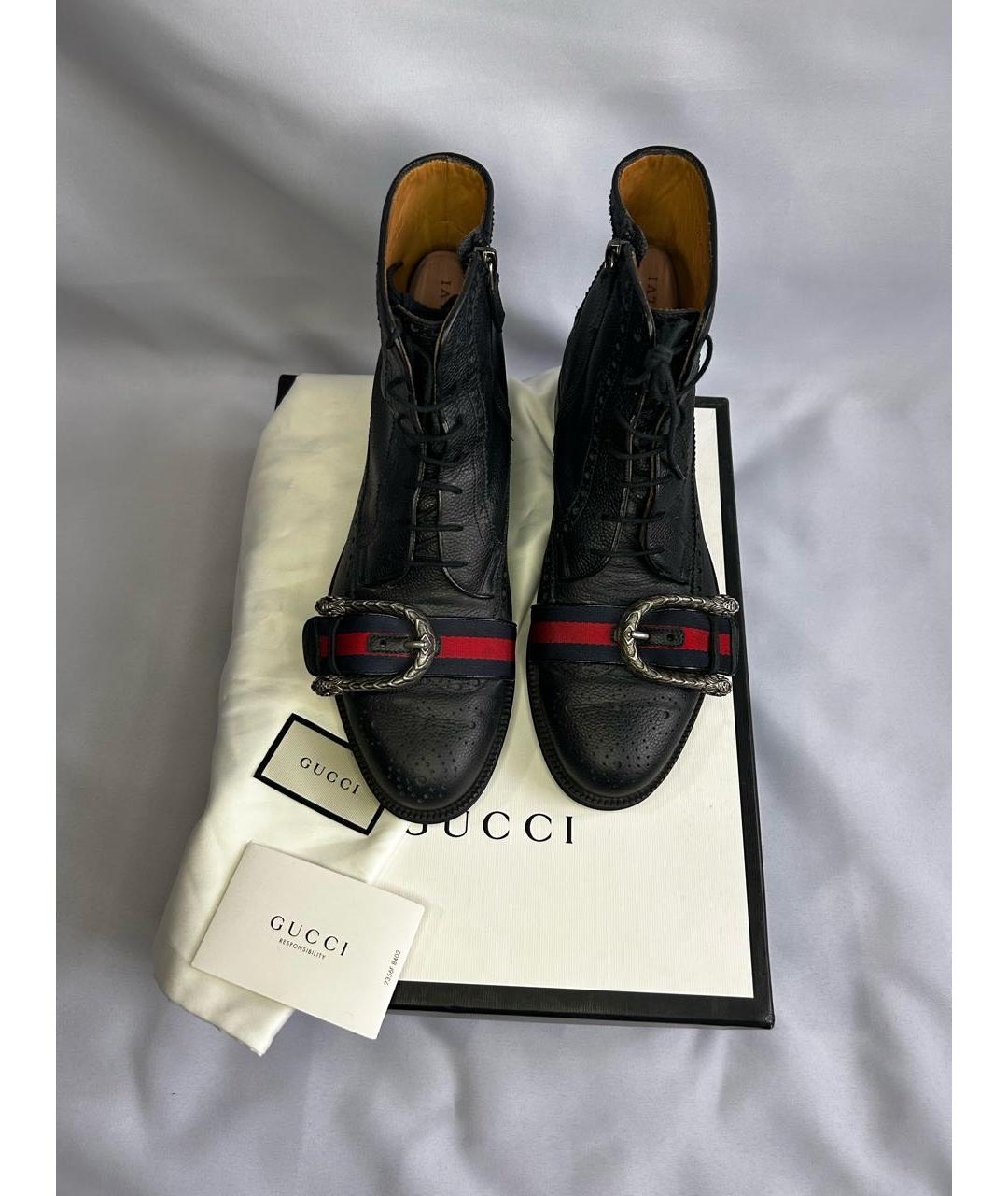 GUCCI Черные кожаные высокие ботинки, фото 2