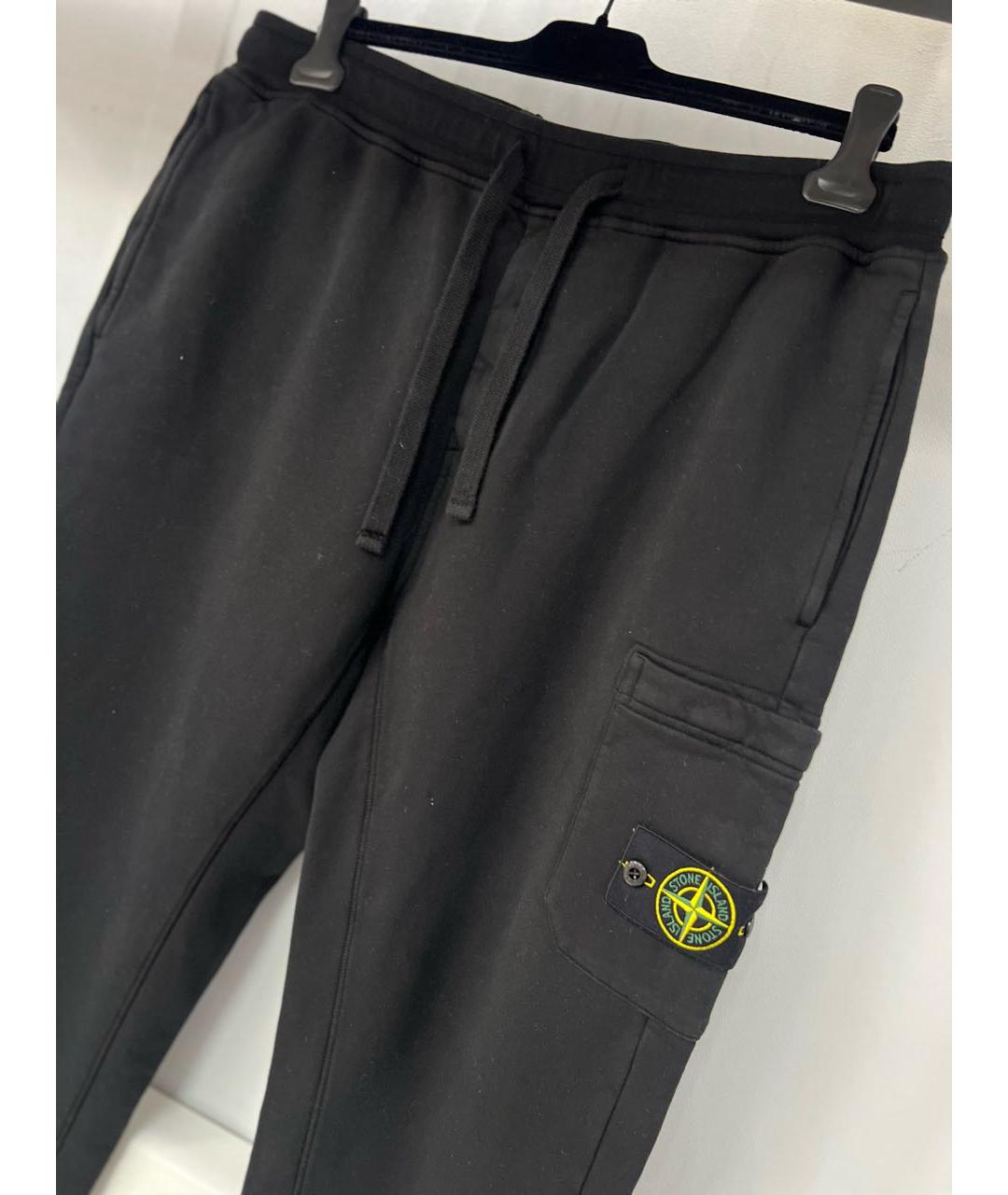 STONE ISLAND Черные хлопковые повседневные брюки, фото 4