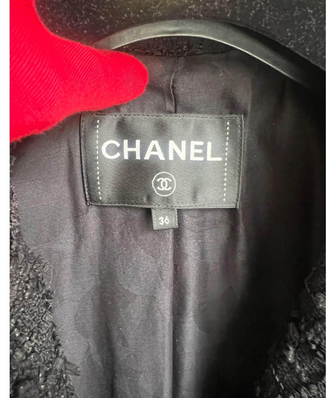 CHANEL Черный твидовый жакет/пиджак, фото 7