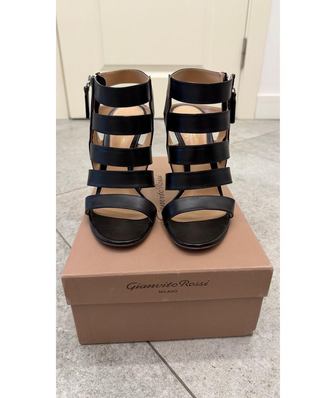 GIANVITO ROSSI Черные кожаные босоножки, фото 2