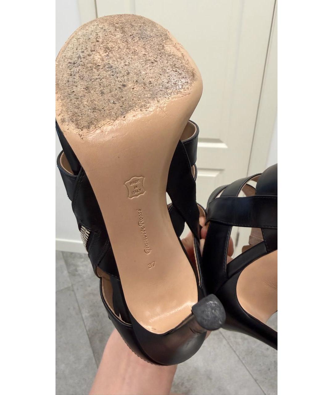 GIANVITO ROSSI Черные кожаные босоножки, фото 8