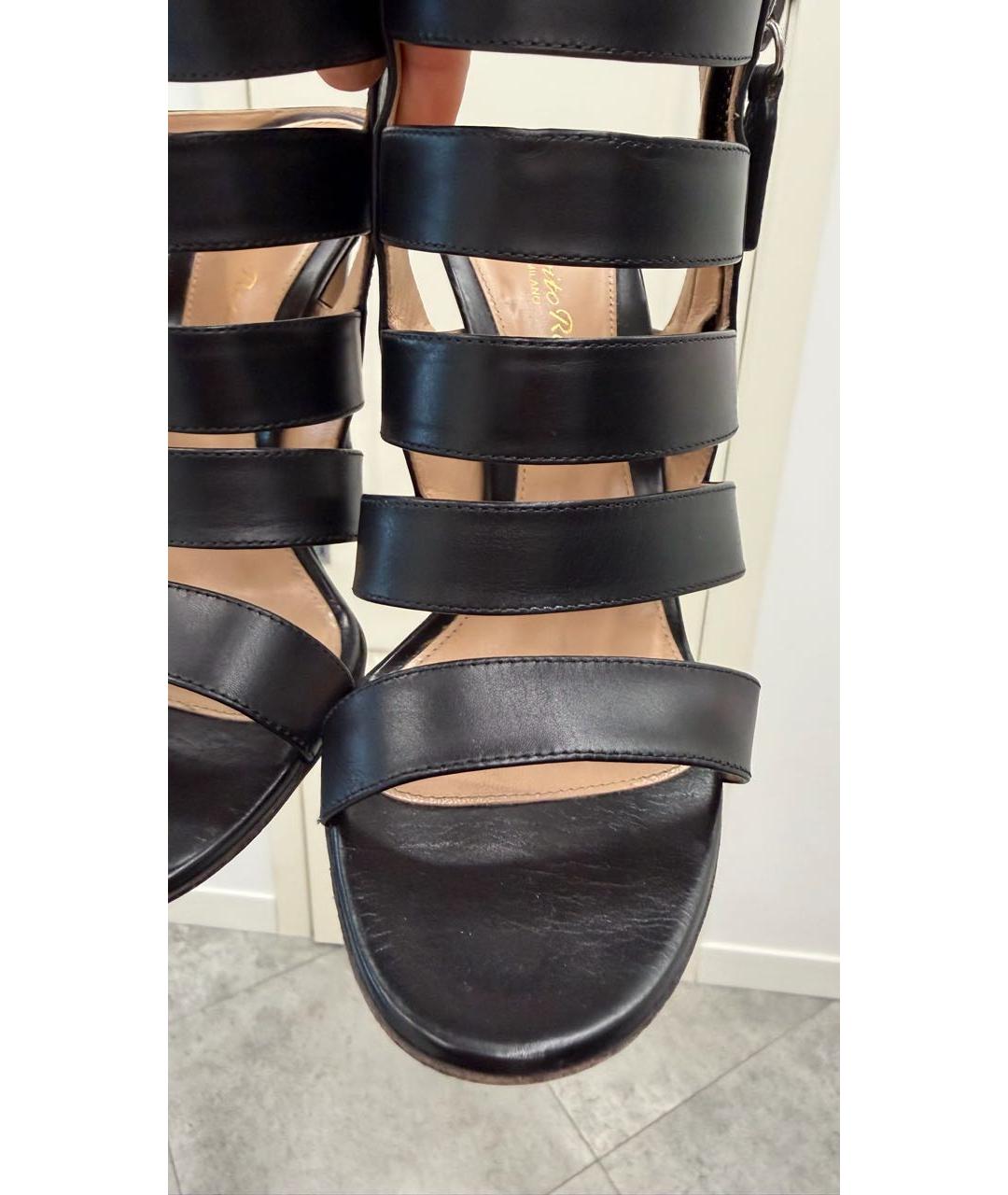 GIANVITO ROSSI Черные кожаные босоножки, фото 7
