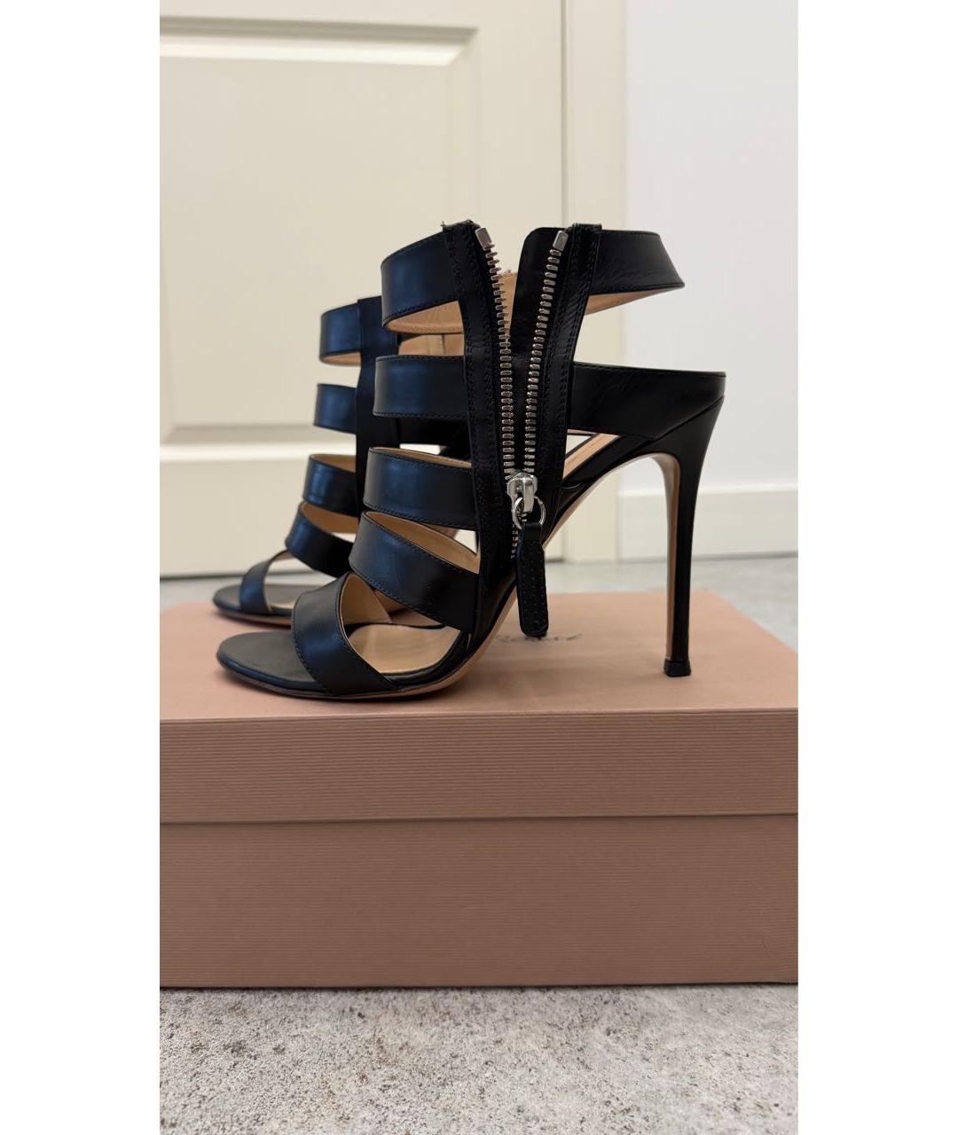 GIANVITO ROSSI Черные кожаные босоножки, фото 9