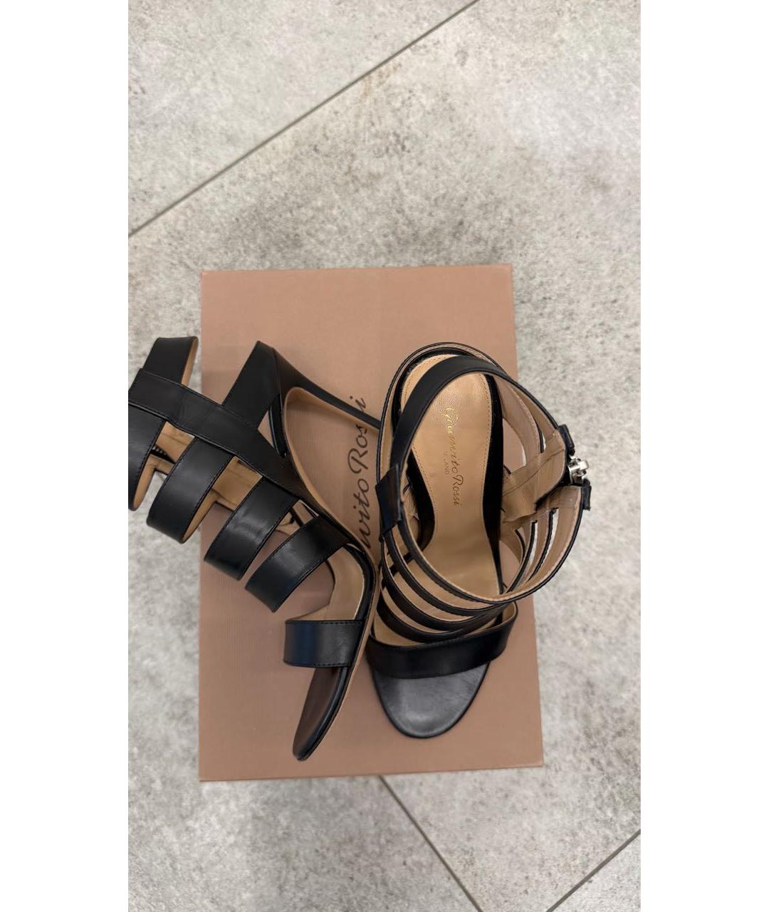 GIANVITO ROSSI Черные кожаные босоножки, фото 3