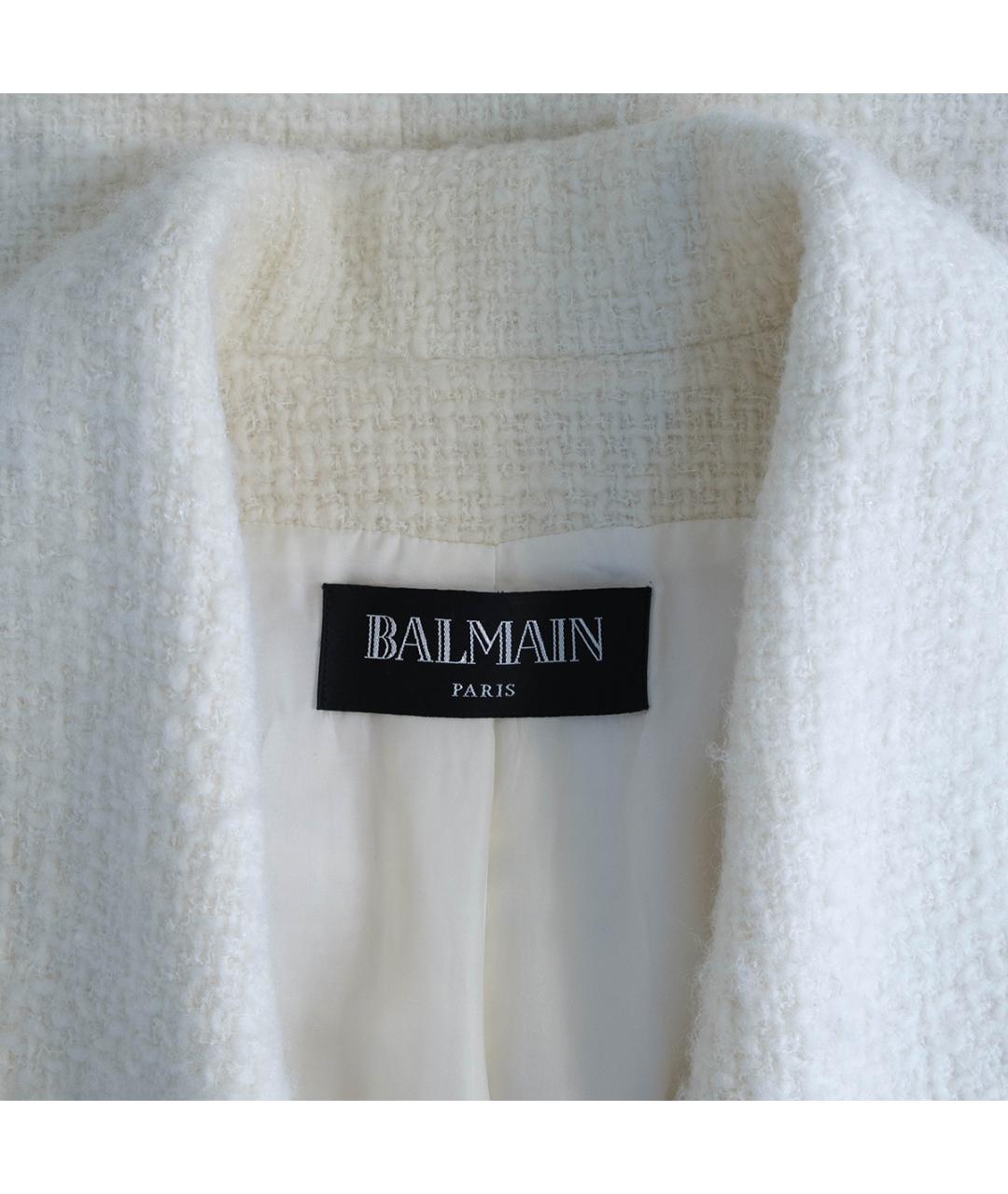 BALMAIN Белое шерстяное пальто, фото 3