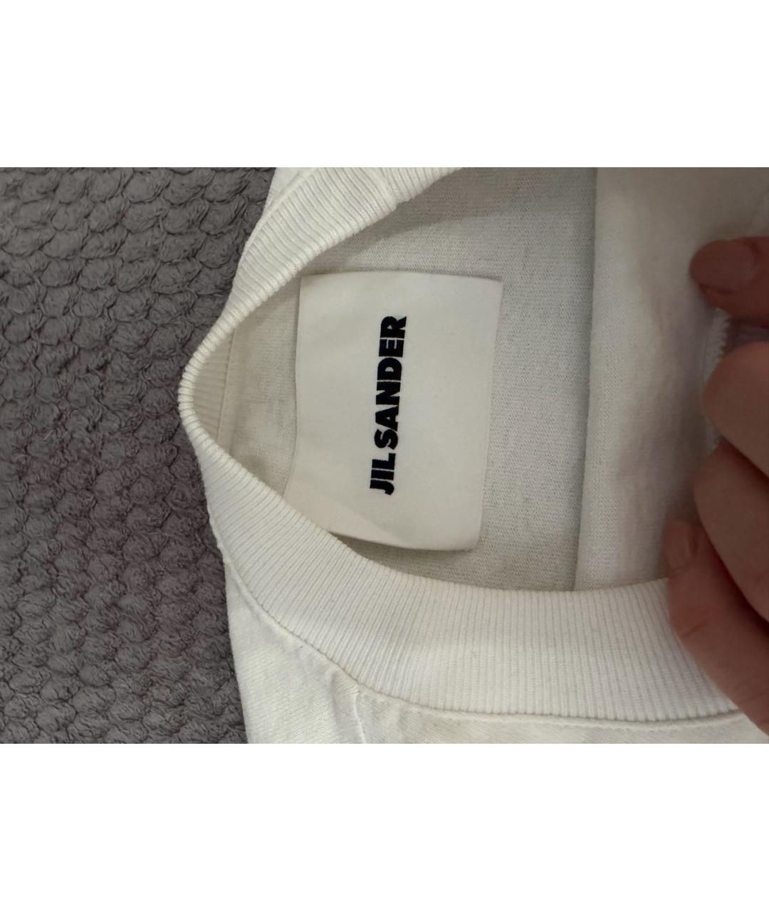 JIL SANDER Белая хлопковая футболка, фото 3