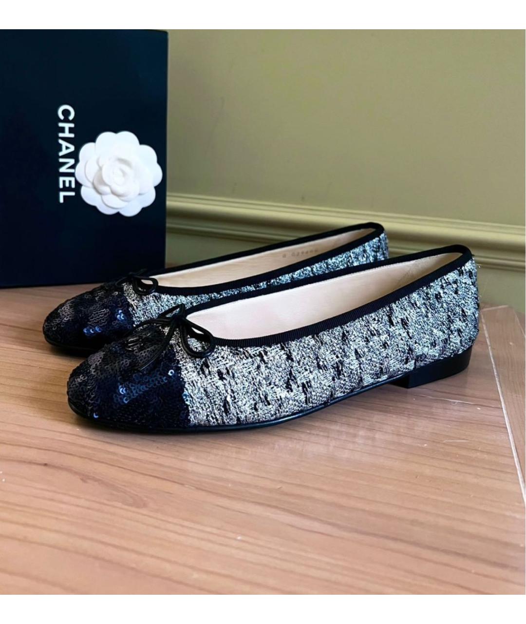 CHANEL Серые текстильные балетки, фото 9