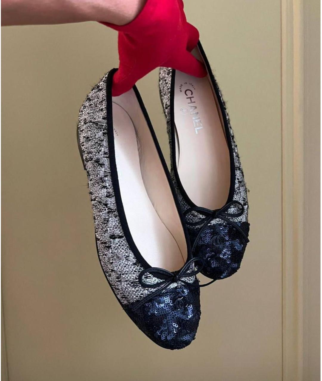 CHANEL Серые текстильные балетки, фото 4