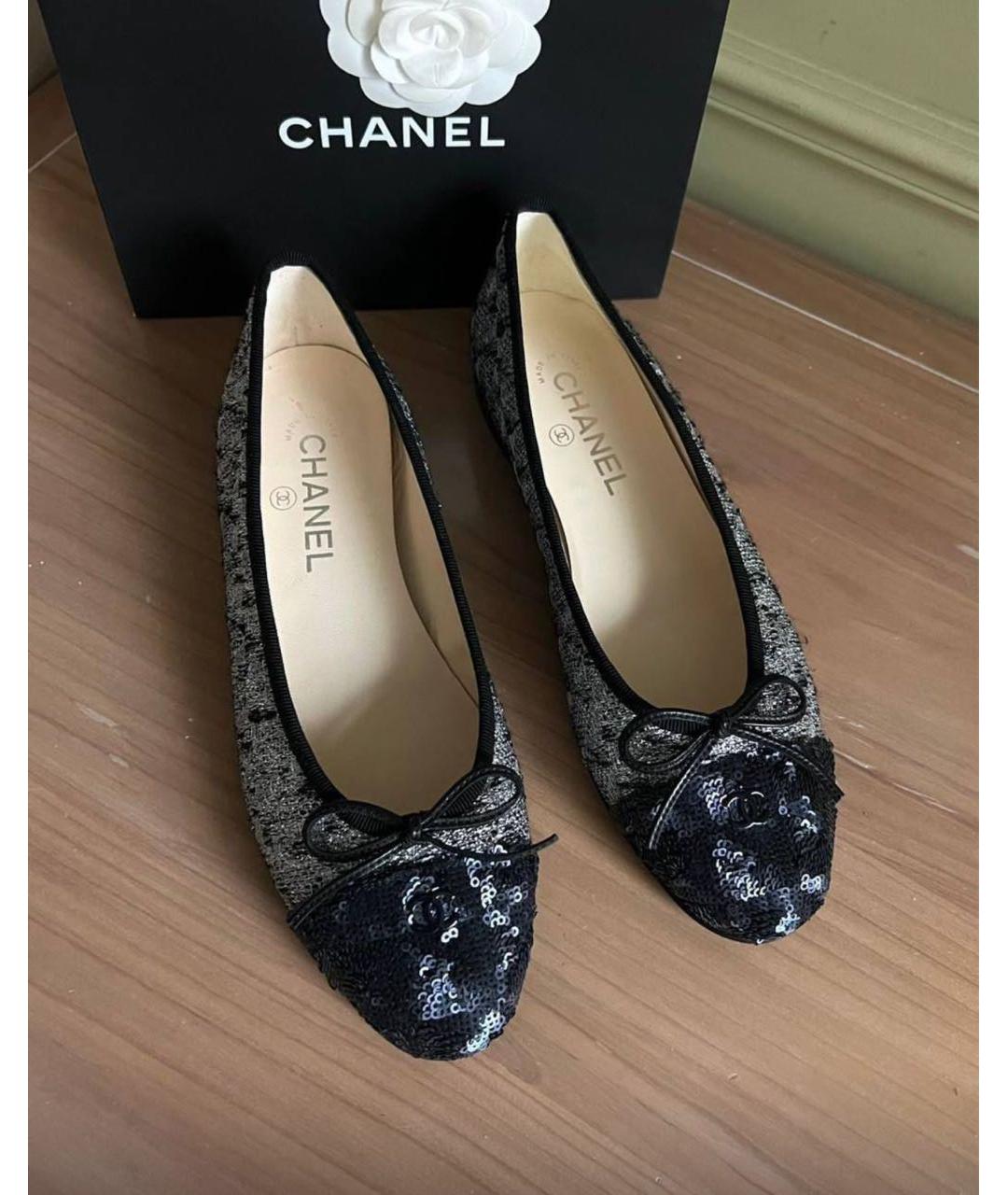 CHANEL Серые текстильные балетки, фото 2