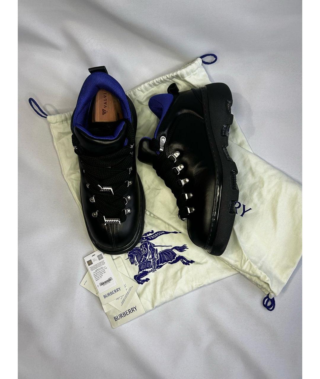 BURBERRY Черные кожаные низкие ботинки, фото 2