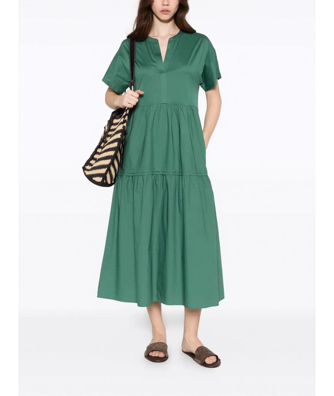 WEEKEND MAX MARA Зеленое хлопковое повседневное платье, фото 2