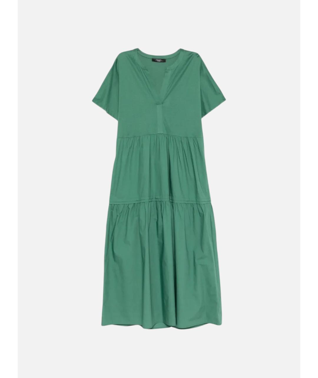 WEEKEND MAX MARA Зеленое хлопковое повседневное платье, фото 5