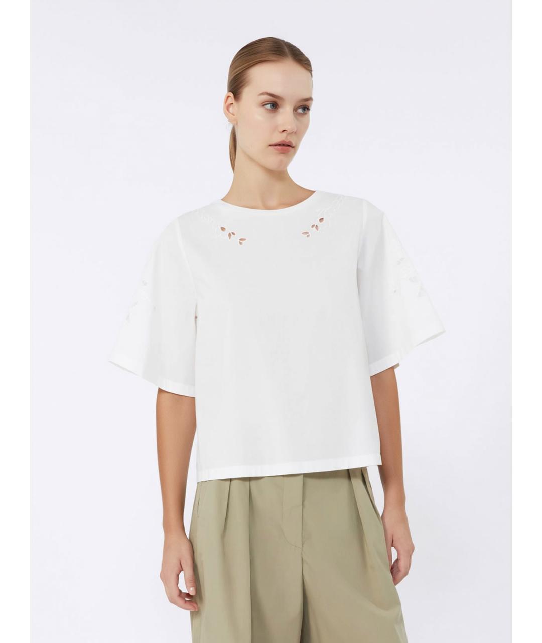 WEEKEND MAX MARA Белая хлопковая блузы, фото 3