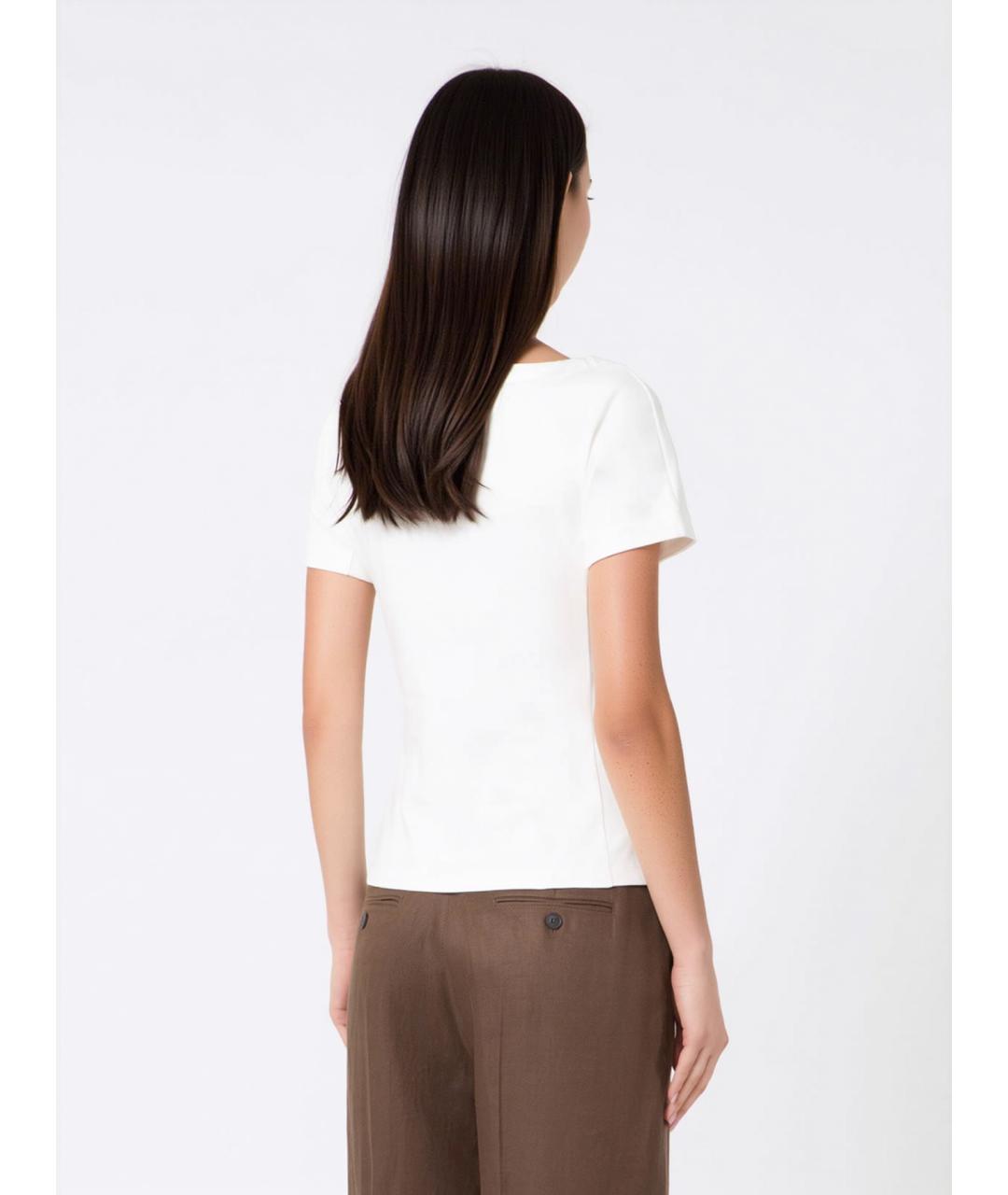 WEEKEND MAX MARA Белая хлопковая футболка, фото 4