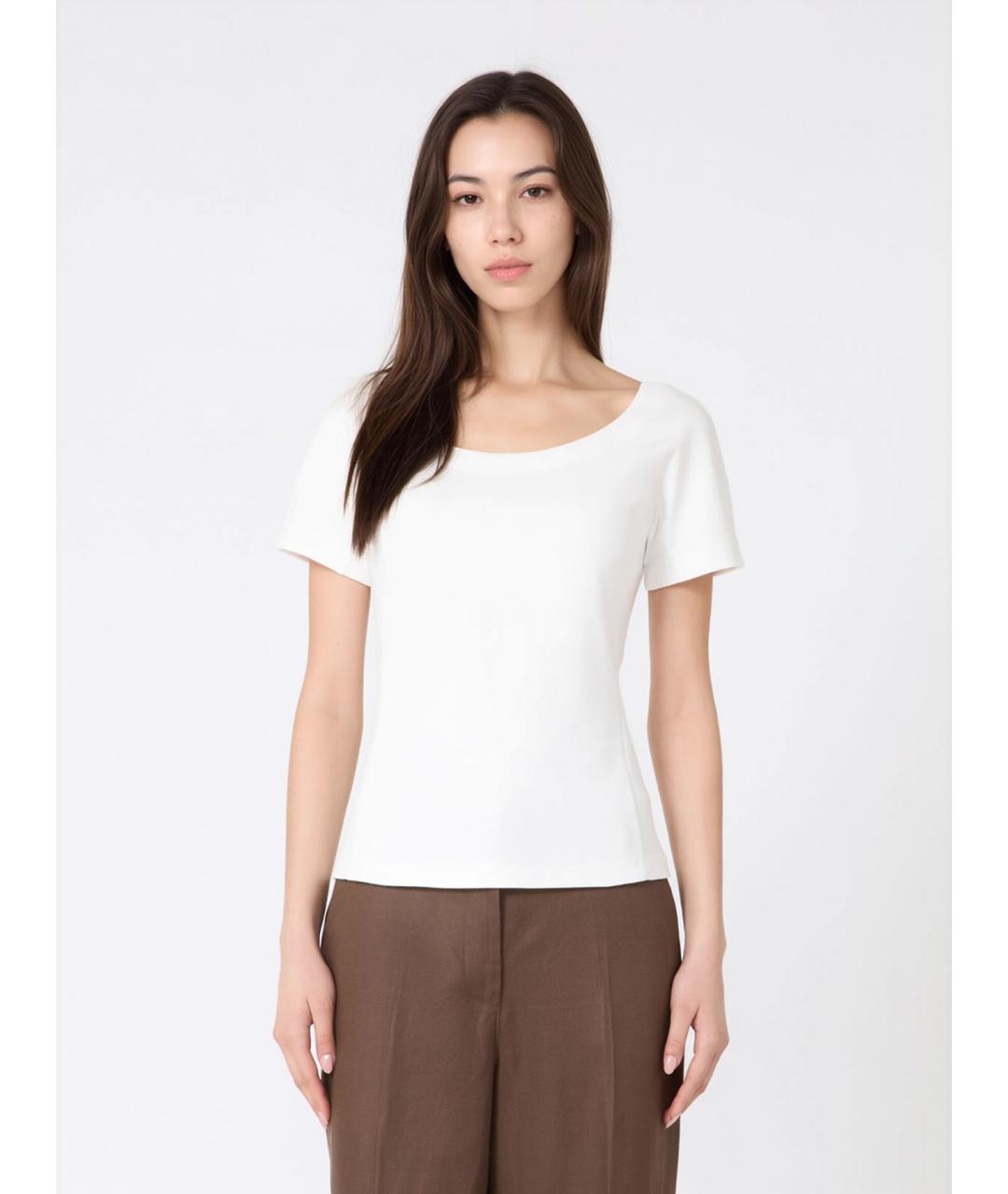 WEEKEND MAX MARA Белая хлопковая футболка, фото 3