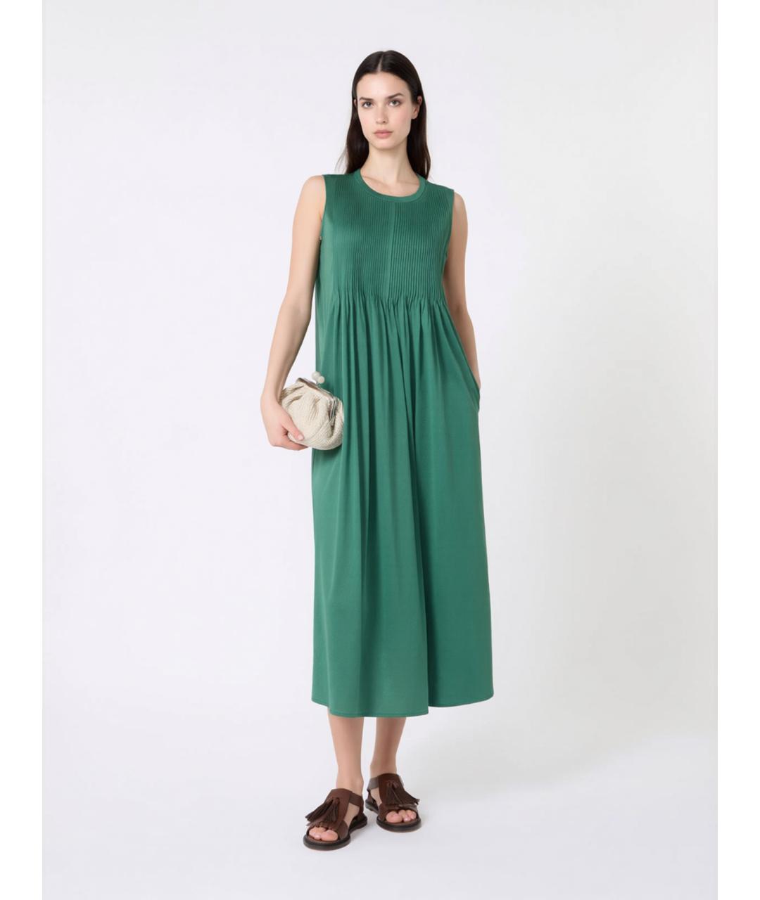 WEEKEND MAX MARA Зеленое хлопковое повседневное платье, фото 2