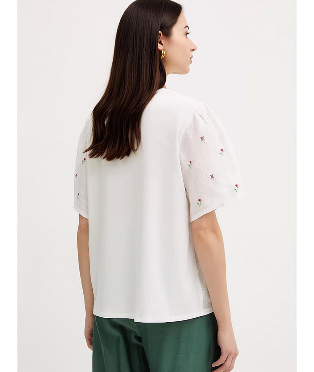 WEEKEND MAX MARA Белая льняная блузы, фото 3