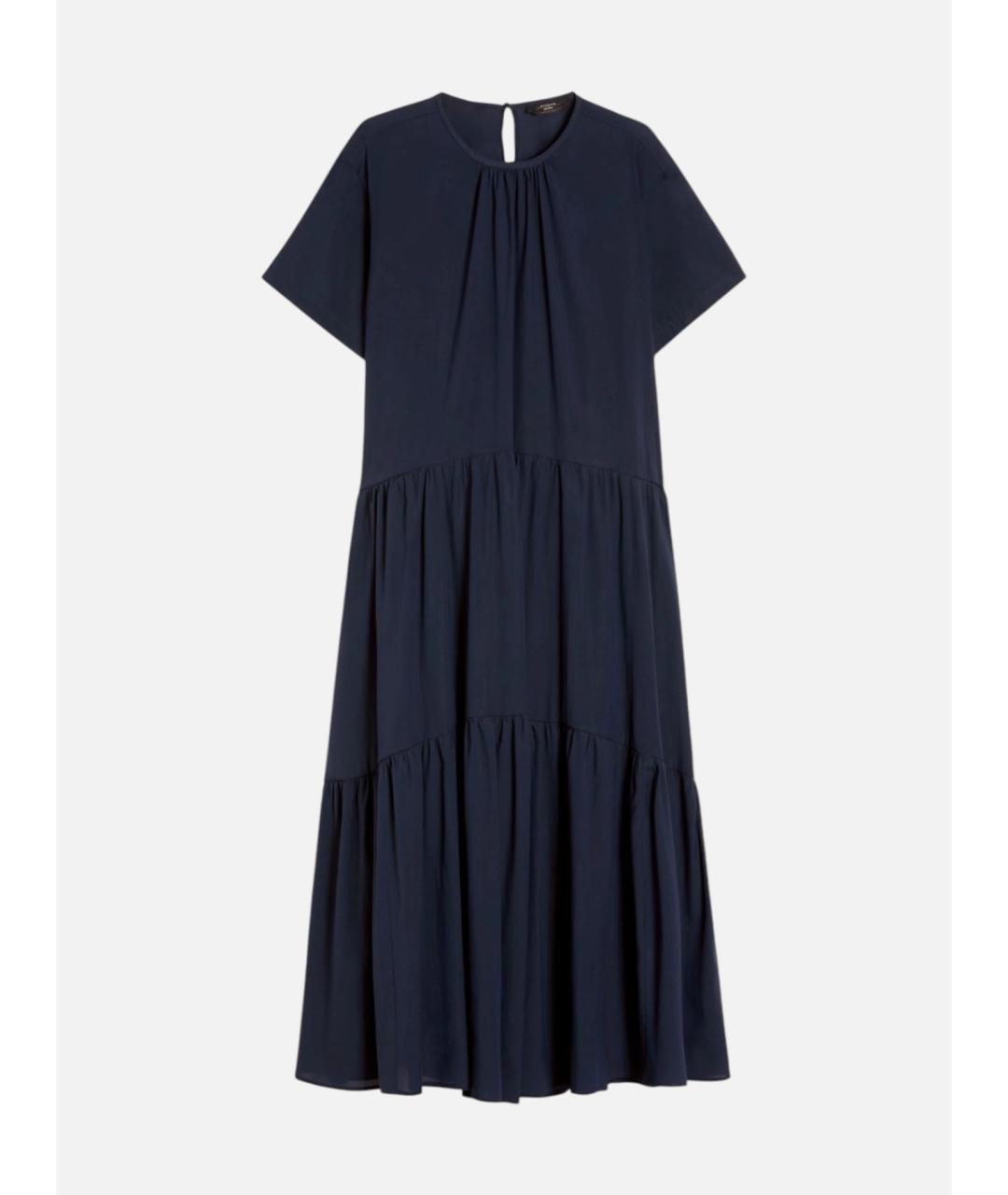 WEEKEND MAX MARA Темно-синее хлопковое повседневное платье, фото 5