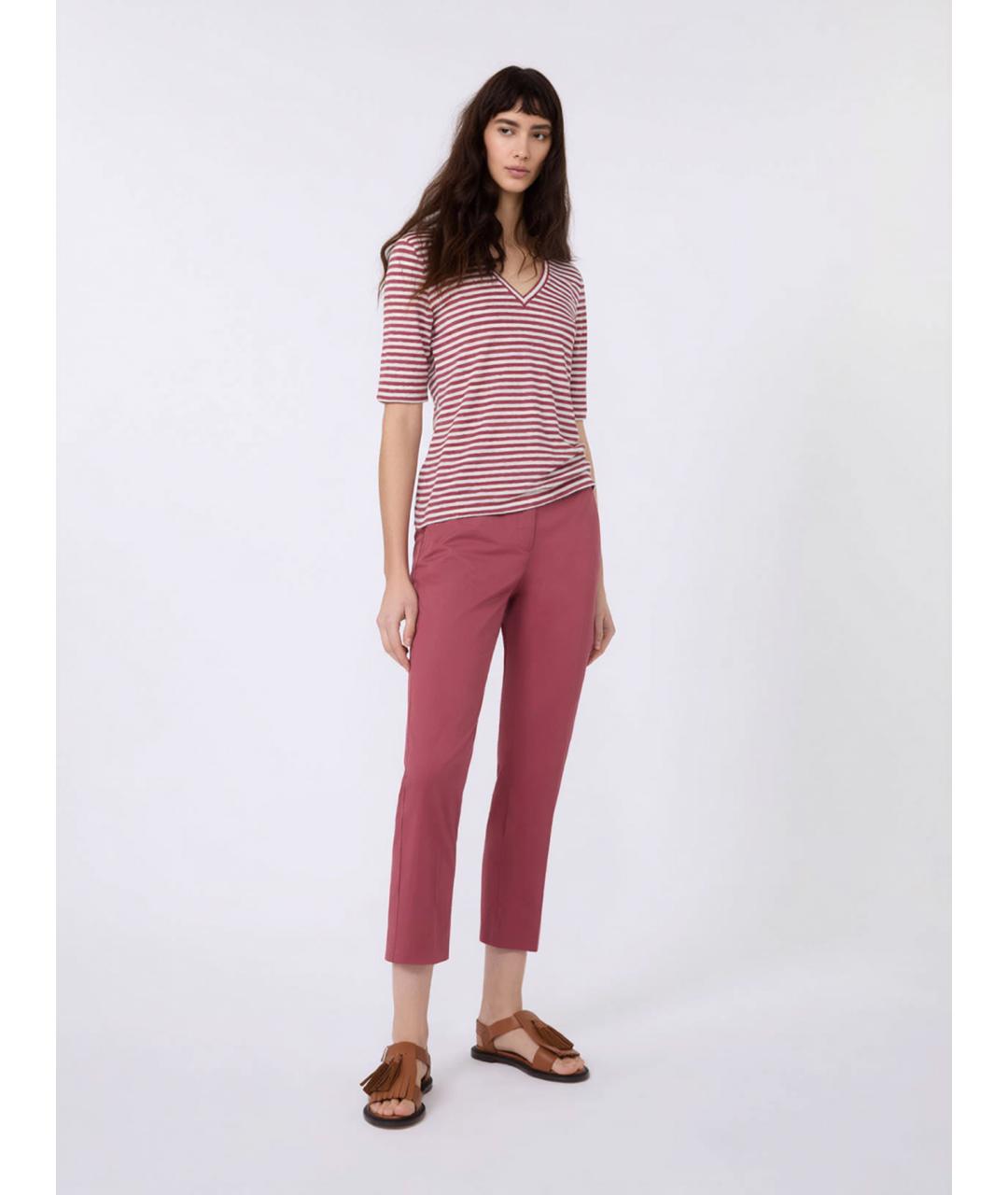WEEKEND MAX MARA Бордовые хлопковые прямые брюки, фото 2
