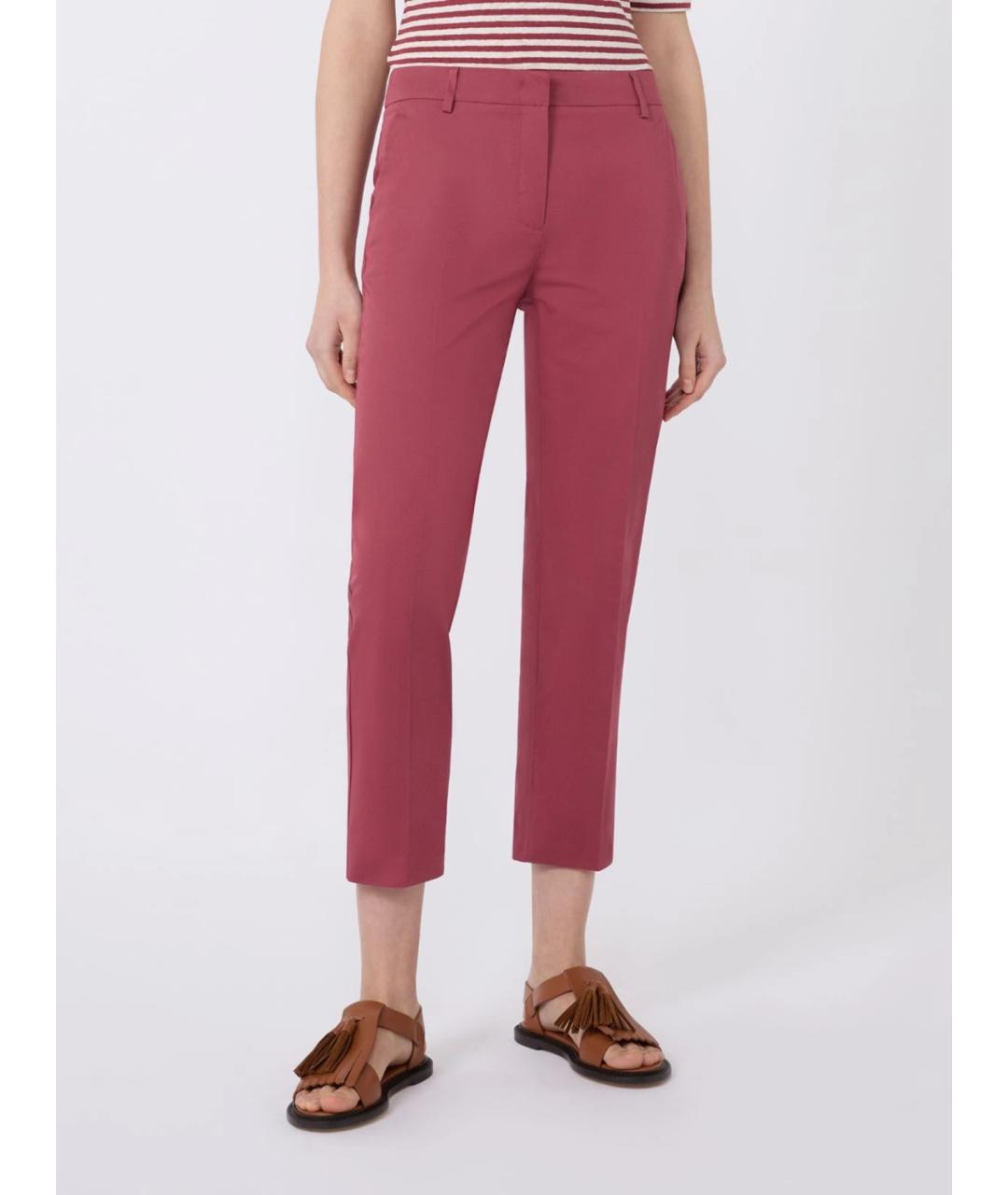 WEEKEND MAX MARA Бордовые хлопковые прямые брюки, фото 3