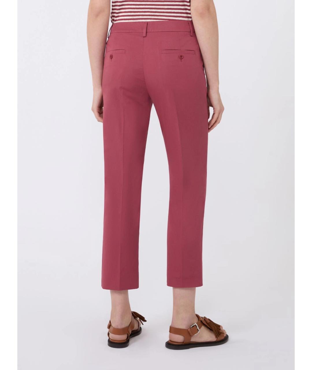 WEEKEND MAX MARA Бордовые хлопковые прямые брюки, фото 4