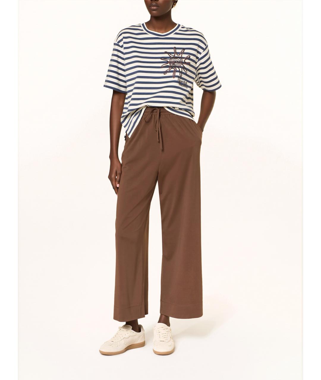 WEEKEND MAX MARA Коричневые полиамидовые прямые брюки, фото 2