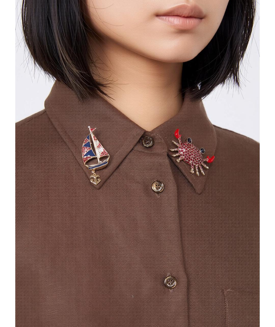WEEKEND MAX MARA Коричневая металлическая булавка / брошь, фото 2