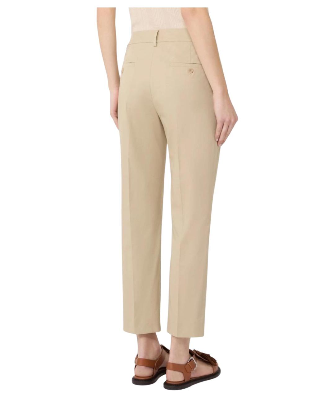 WEEKEND MAX MARA Бежевые хлопковые прямые брюки, фото 4