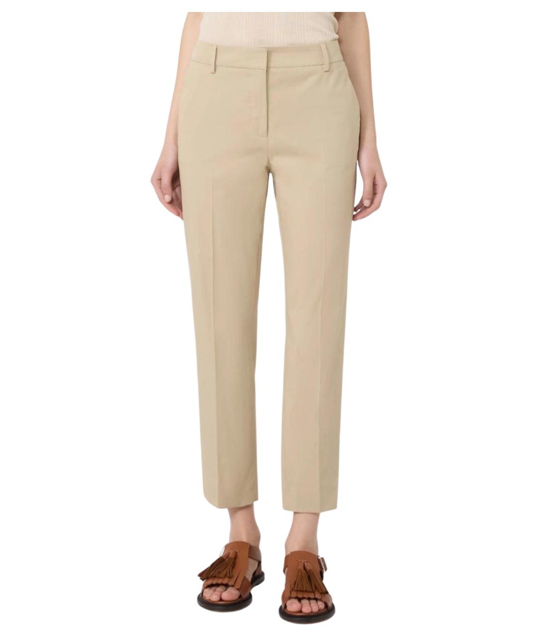 WEEKEND MAX MARA Бежевые хлопковые прямые брюки, фото 3