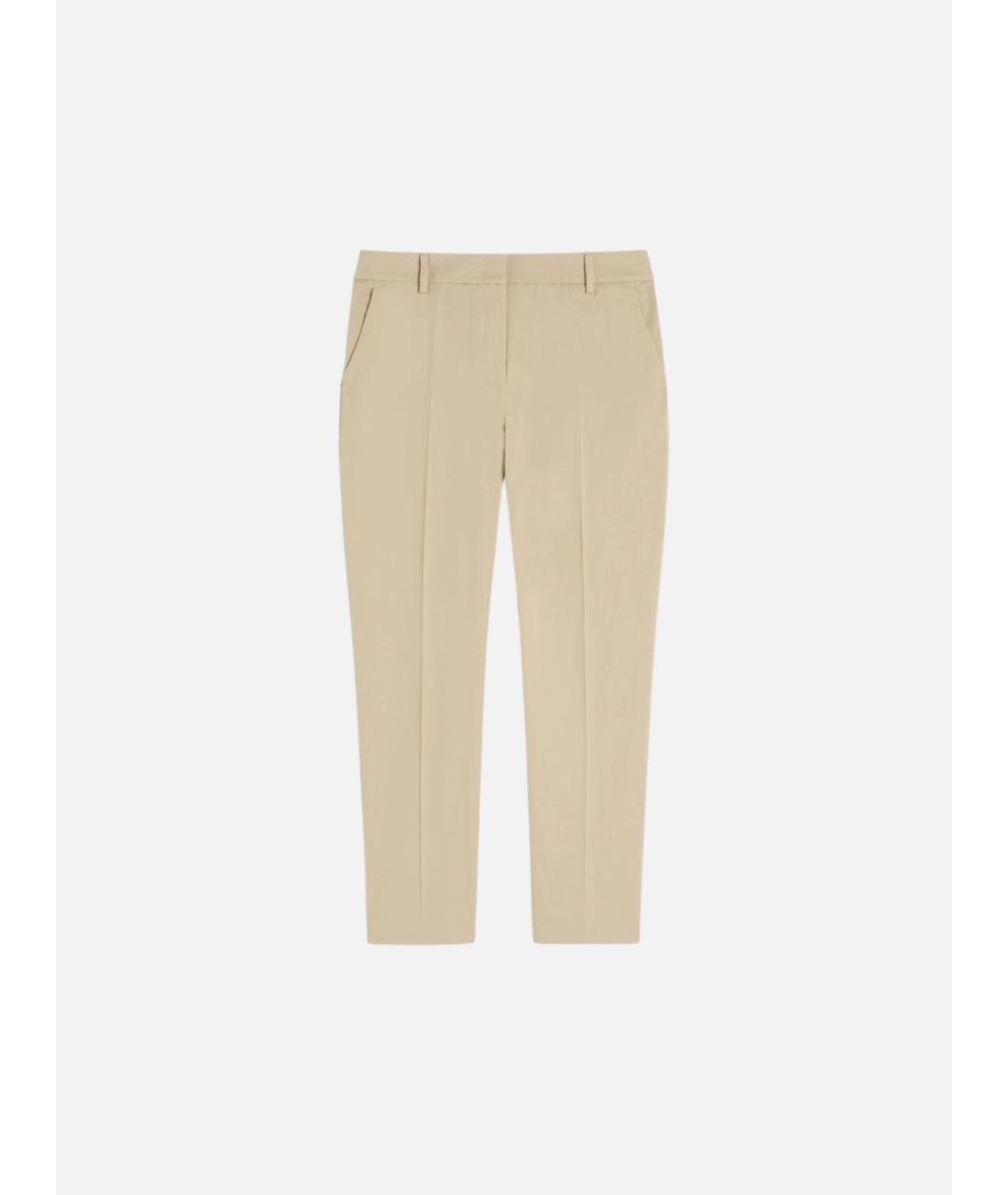 WEEKEND MAX MARA Бежевые хлопковые прямые брюки, фото 1
