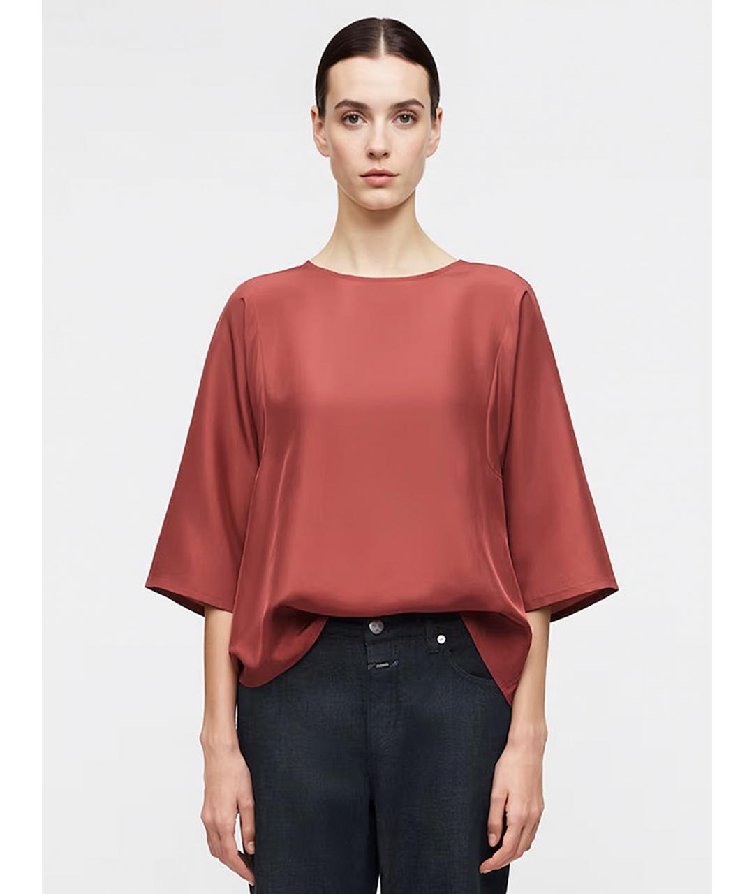 WEEKEND MAX MARA Бордовая шелковая блузы, фото 2