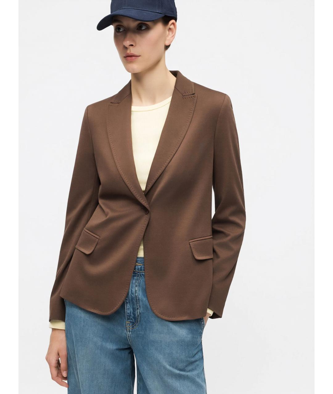 WEEKEND MAX MARA Коричневый полиамидовый жакет/пиджак, фото 3
