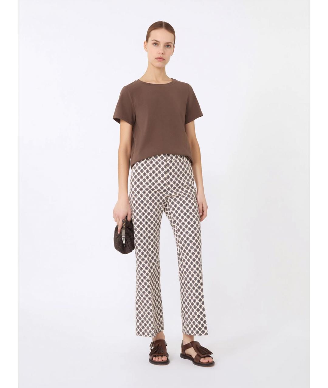 WEEKEND MAX MARA Коричневая хлопковая футболка, фото 2