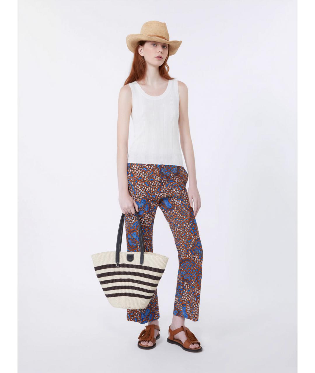 WEEKEND MAX MARA Коричневые хлопковые прямые брюки, фото 2