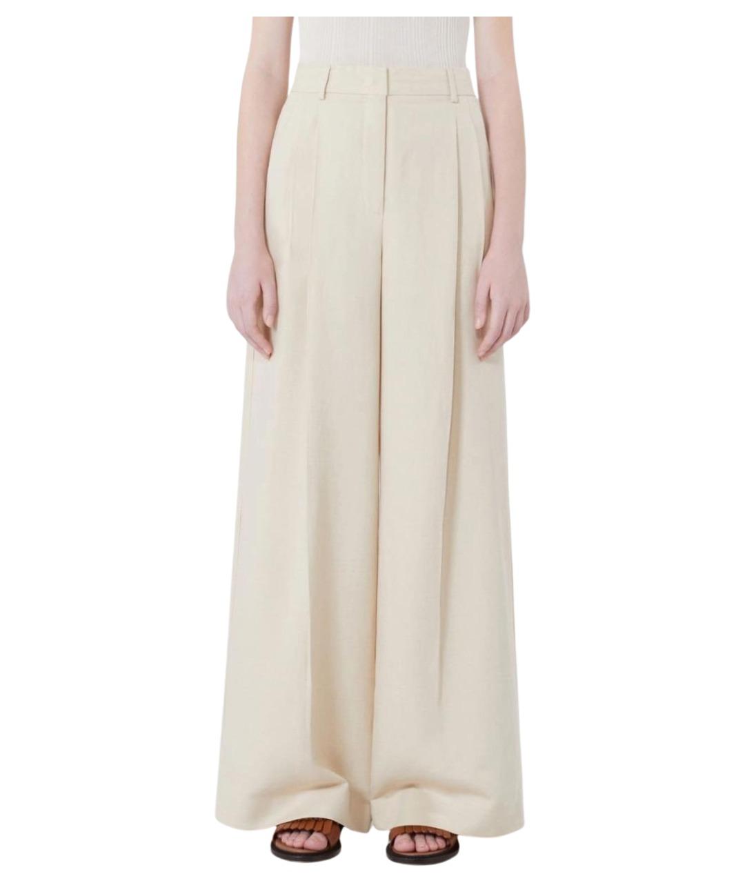 WEEKEND MAX MARA Бежевые вискозные брюки широкие, фото 3
