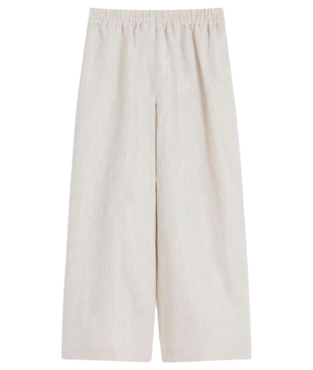 WEEKEND MAX MARA Бежевые льняные брюки широкие, фото 1