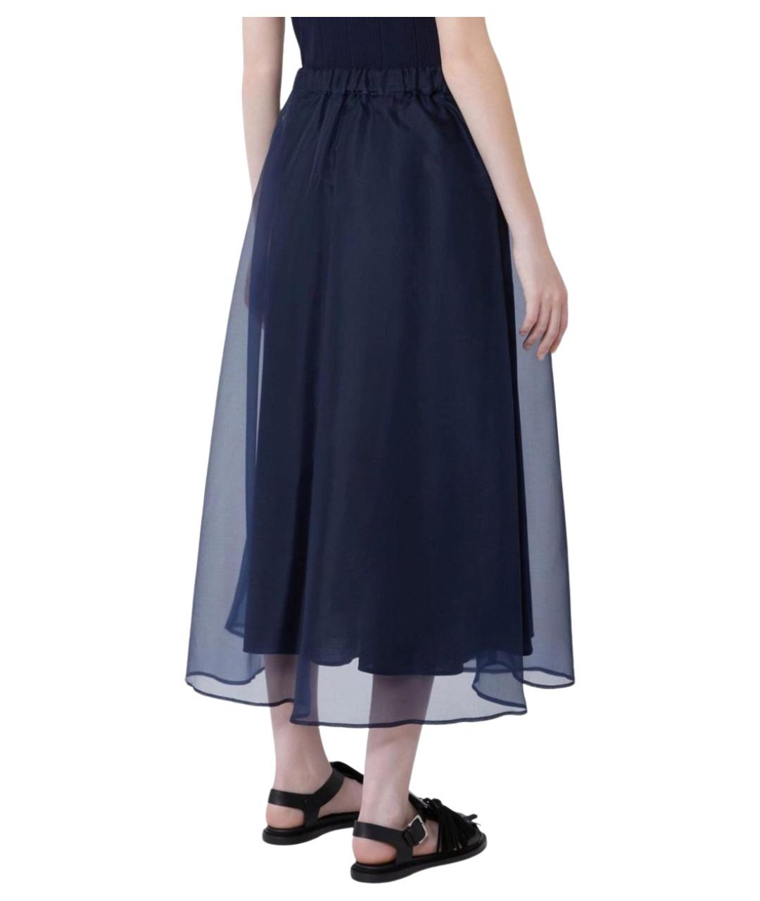 WEEKEND MAX MARA Синяя шелковая юбка миди, фото 4