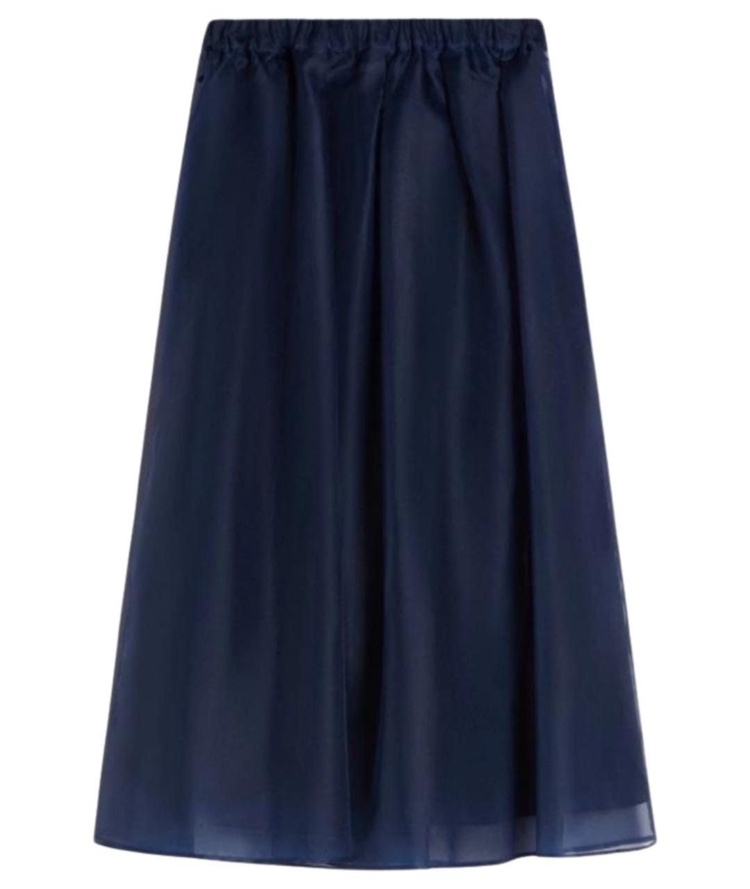 WEEKEND MAX MARA Синяя шелковая юбка миди, фото 1