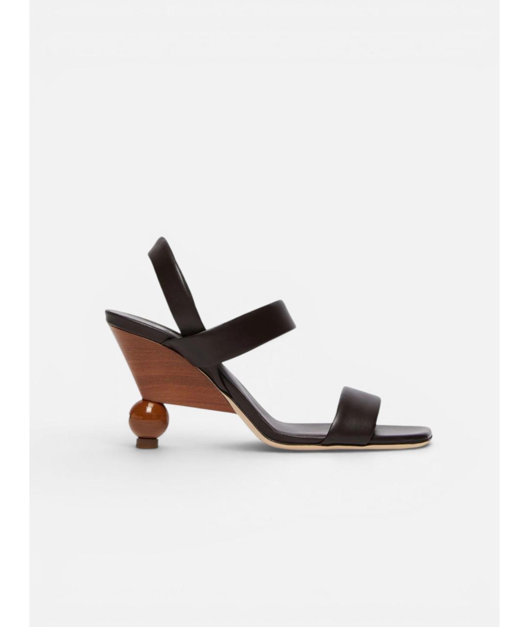 WEEKEND MAX MARA Коричневые кожаные босоножки, фото 6