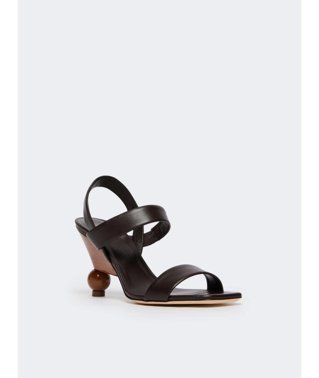 WEEKEND MAX MARA Коричневые кожаные босоножки, фото 3