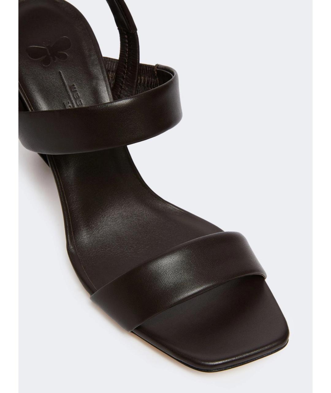 WEEKEND MAX MARA Коричневые кожаные босоножки, фото 4