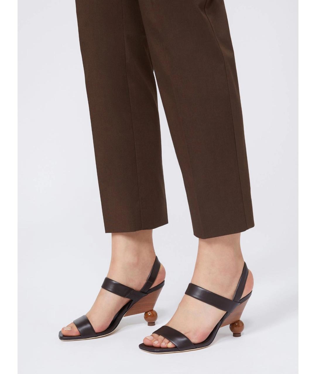 WEEKEND MAX MARA Коричневые кожаные босоножки, фото 2