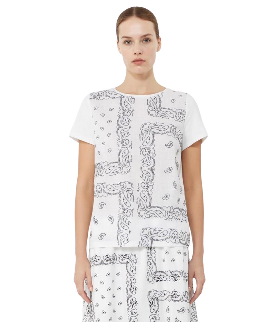 WEEKEND MAX MARA Белая льняная блузы, фото 3