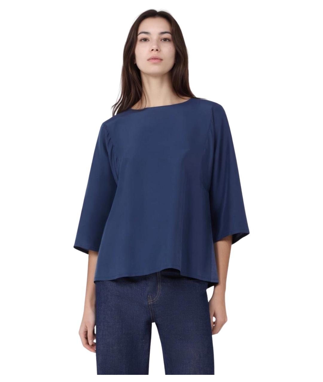 WEEKEND MAX MARA Синяя шелковая блузы, фото 3