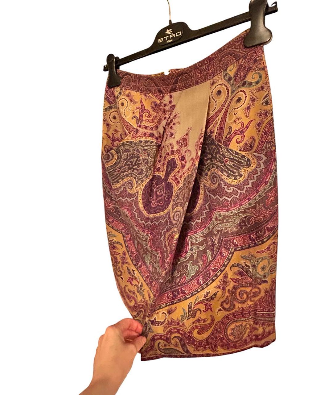 ETRO Мульти шерстяная юбка миди, фото 2