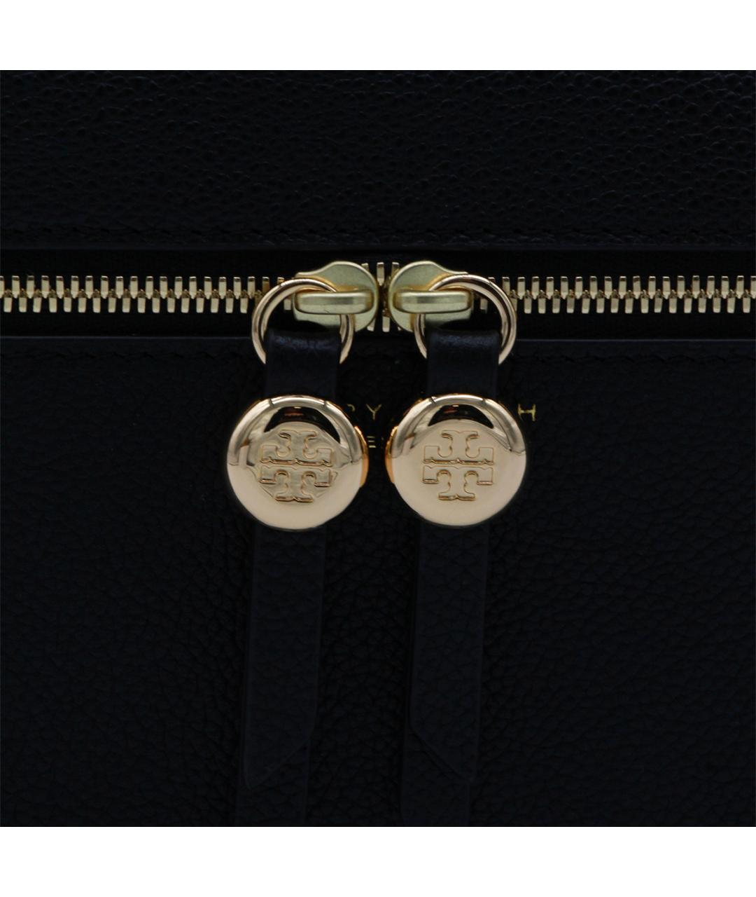TORY BURCH Черная кожаная сумка с короткими ручками, фото 4