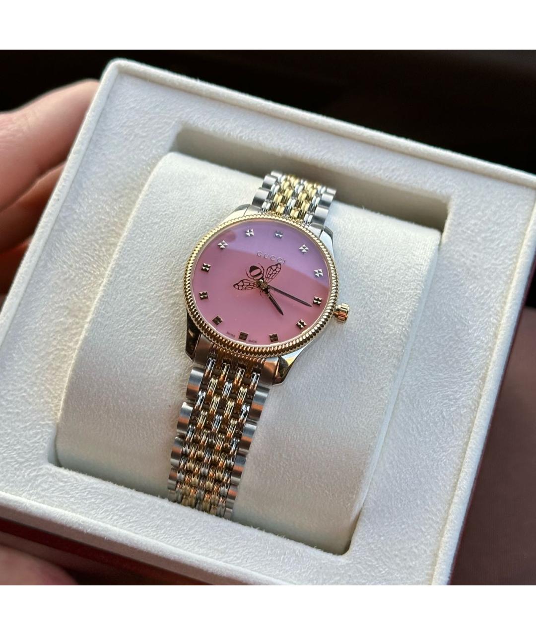 GUCCI Розовые стальные часы, фото 4